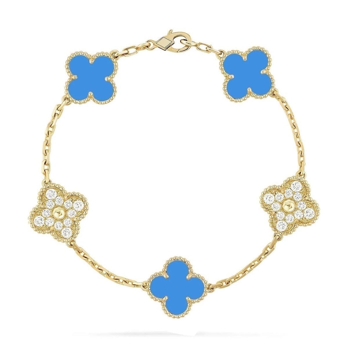 [Triumph Jewelry] CLOVER 5 MOTIF BLUE AGATE BRACELET COLLECTION