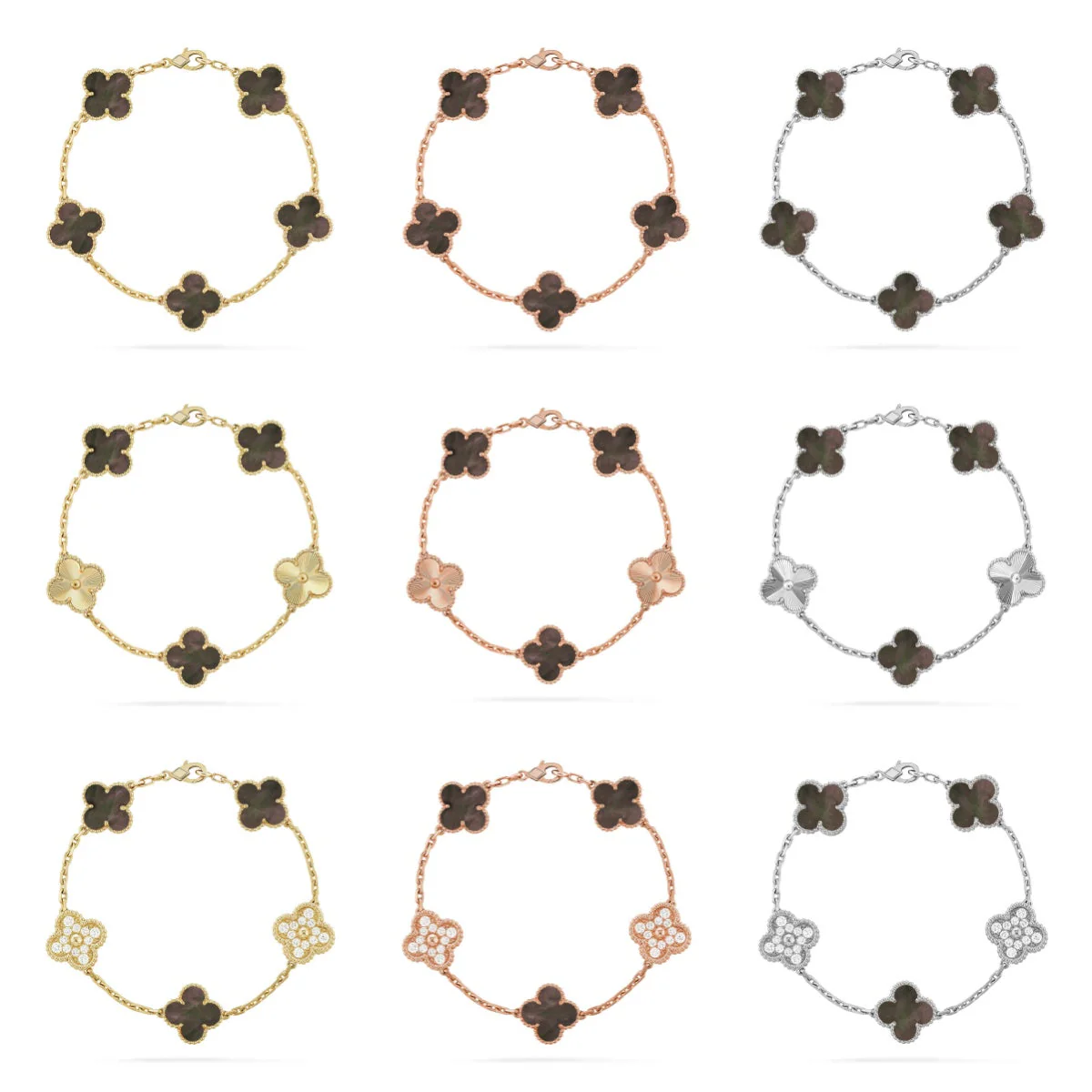 [Triumph Jewelry] CLOVER 5 MOTIF GRAY MOP BRACELET COLLECTION