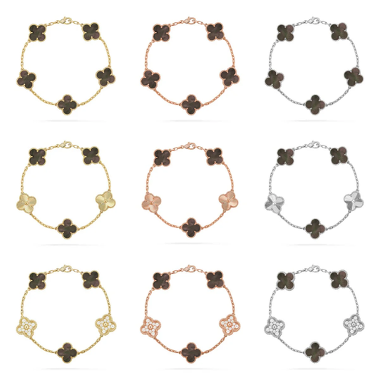 [Triumph Jewelry] CLOVER 5 MOTIF GRAY MOP BRACELET COLLECTION