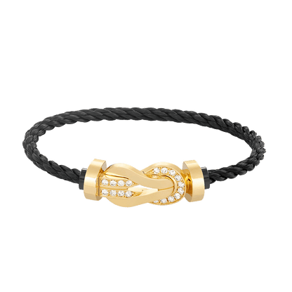 [Triumph Jewelry]CHANCE LARGE 8 FIGURE BUCKLE HALF DIAMOND BRACELET GOLD