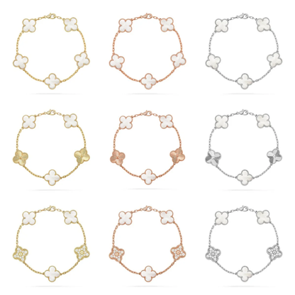 [Triumph Jewelry]CLOVER WHITE PEARL MOP 5 MOTIF BRACELET COLLECTION