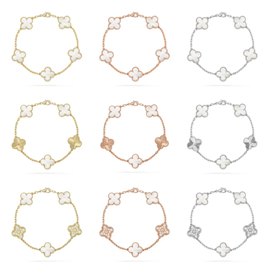 [Triumph Jewelry]CLOVER WHITE PEARL MOP 5 MOTIF BRACELET COLLECTION