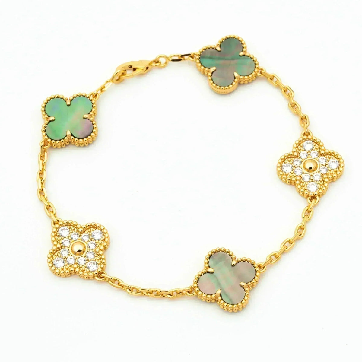[Triumph Jewelry] CLOVER 5 MOTIF GRAY MOP BRACELET COLLECTION