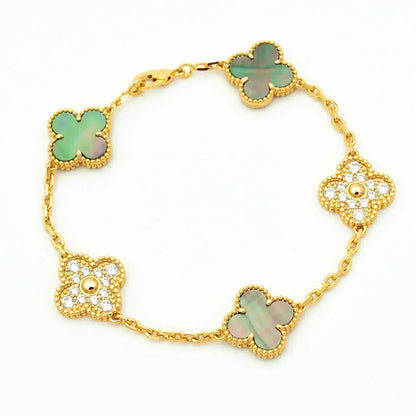 [Triumph Jewelry] CLOVER 5 MOTIF GRAY MOP BRACELET COLLECTION