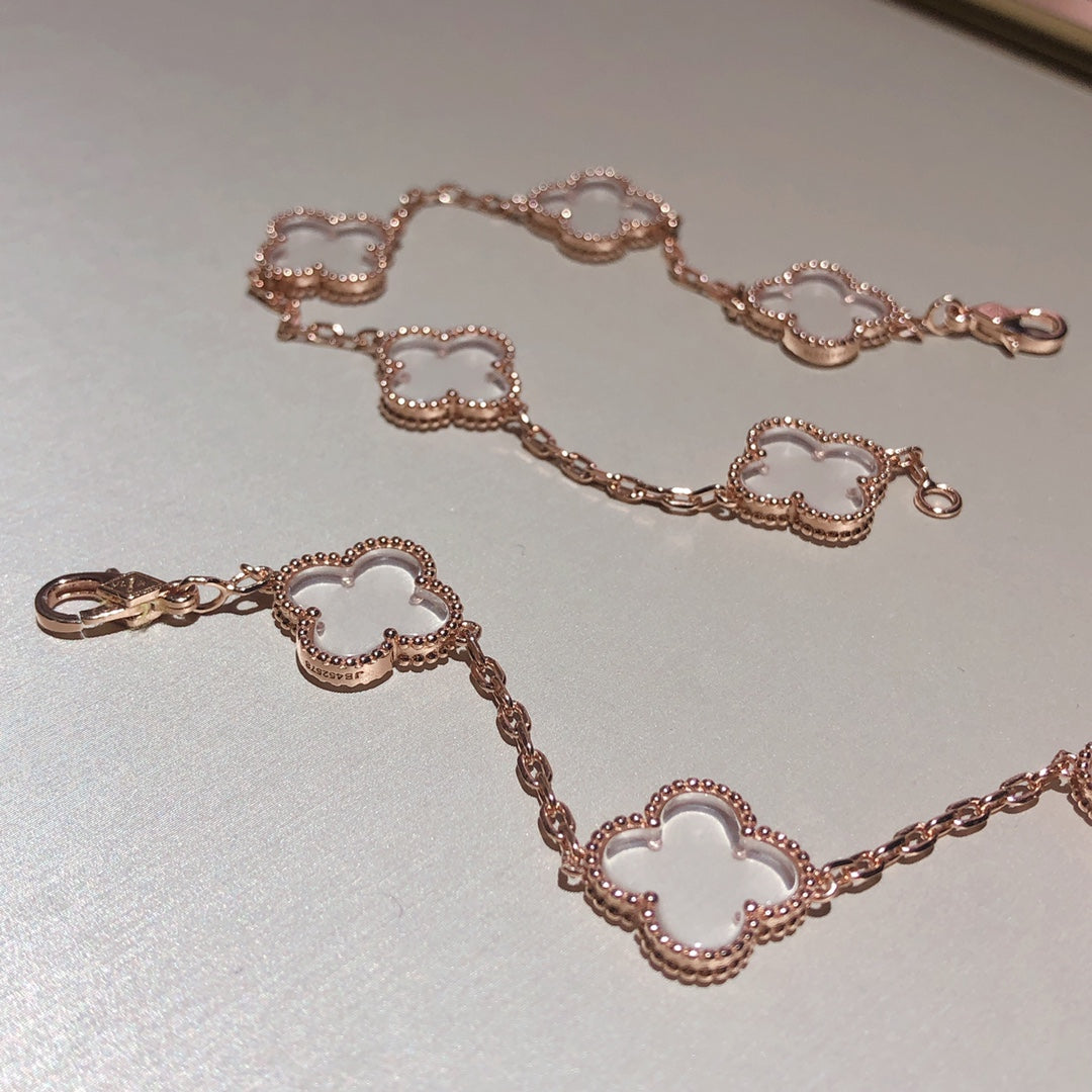 [Triumph Jewelry]CLOVER 5 MOTIF ROCK CRYSTAL BRACELET