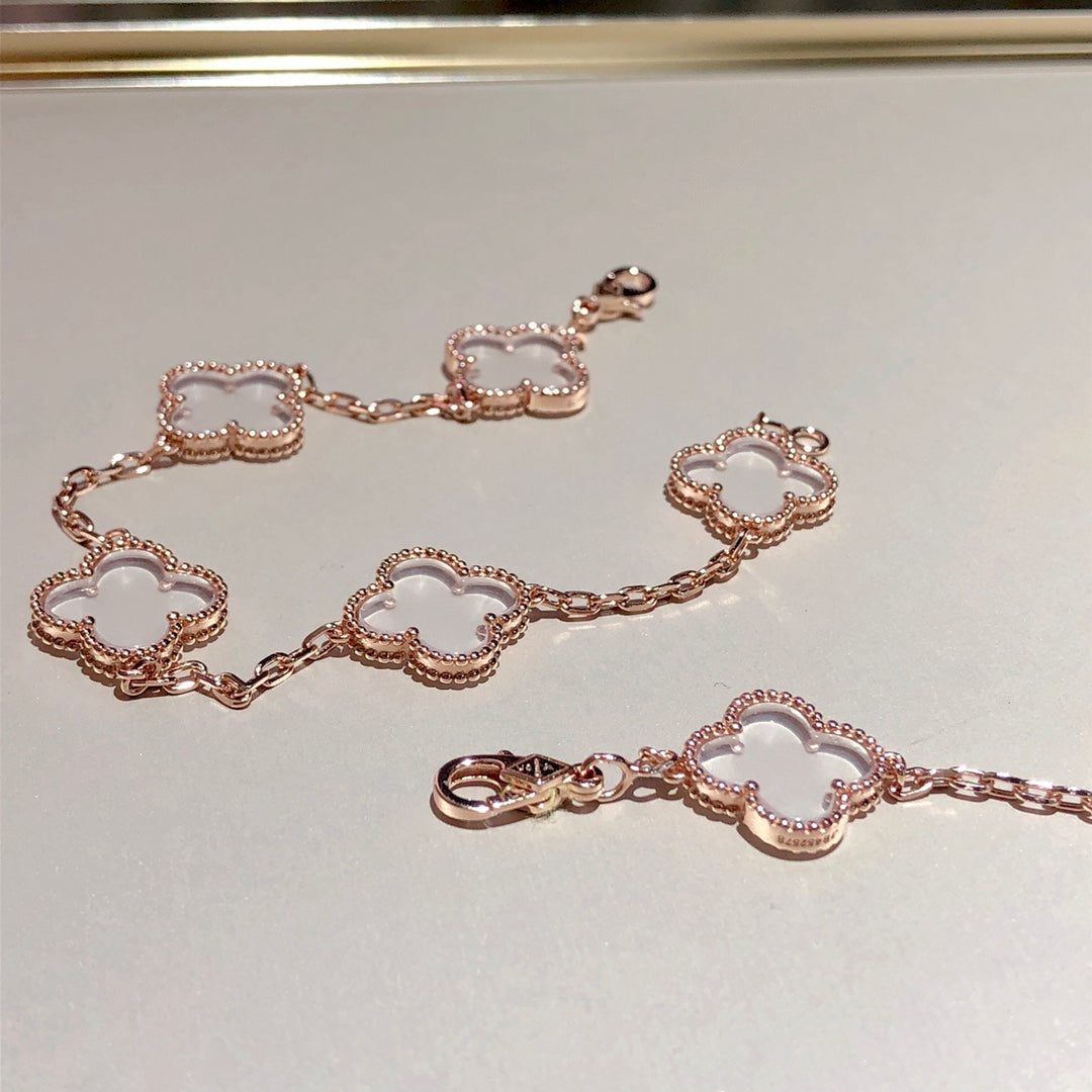 [Triumph Jewelry]CLOVER 5 MOTIF ROCK CRYSTAL BRACELET