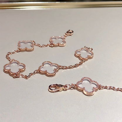[Triumph Jewelry]CLOVER 5 MOTIF ROCK CRYSTAL BRACELET