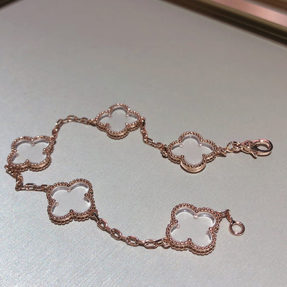 [Triumph Jewelry]CLOVER 5 MOTIF ROCK CRYSTAL BRACELET