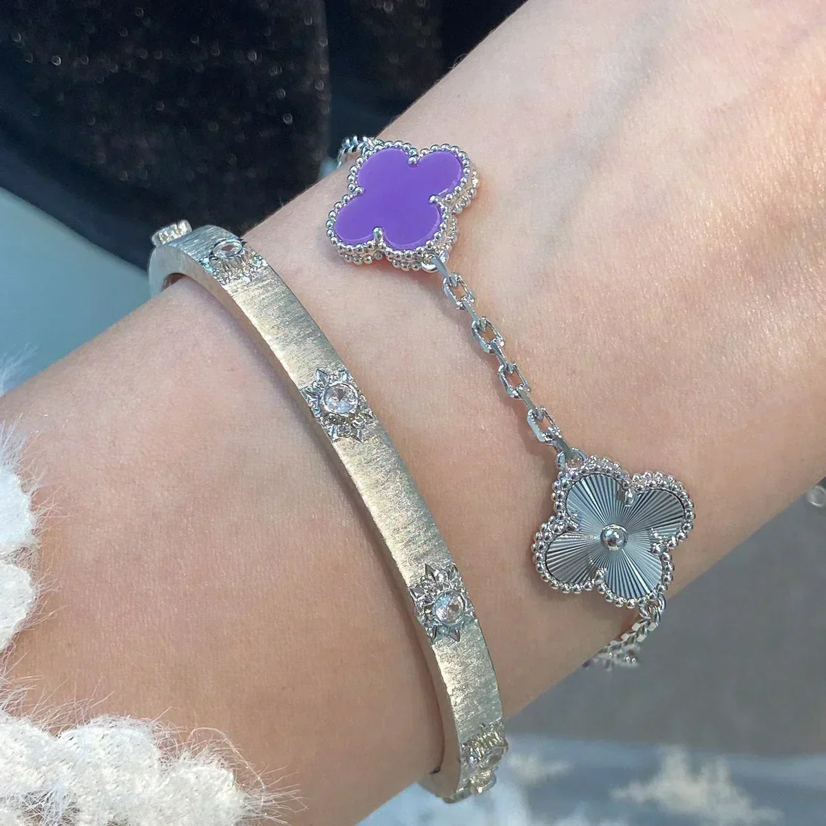 [Triumph Jewelry] CLOVER 5 MOTIF VIOLET BRACELET COLLECTION