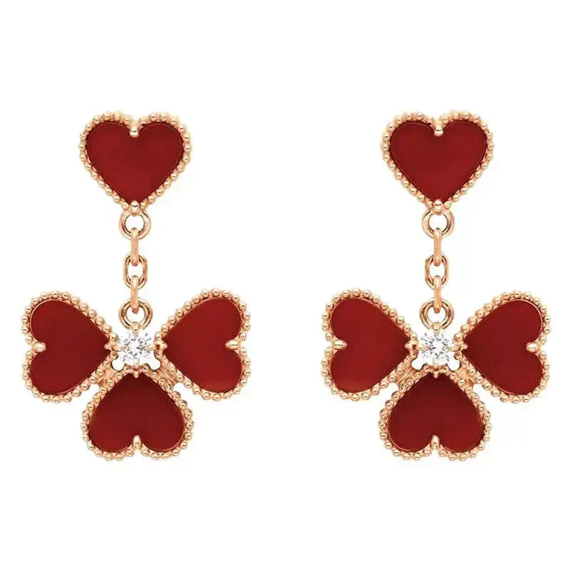 [Triumph Jewelry]SWEET CLOVER CARNELIAN EARRINGS