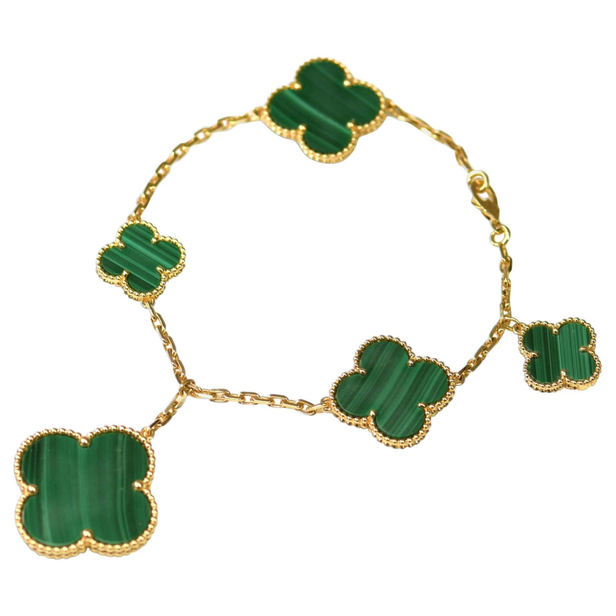[Triumph Jewelry]MAGIC CLOVER MALACHITE GOLD BRACELET 5 MOTIFS