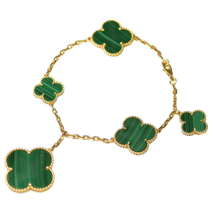 [Triumph Jewelry]MAGIC CLOVER MALACHITE GOLD BRACELET 5 MOTIFS