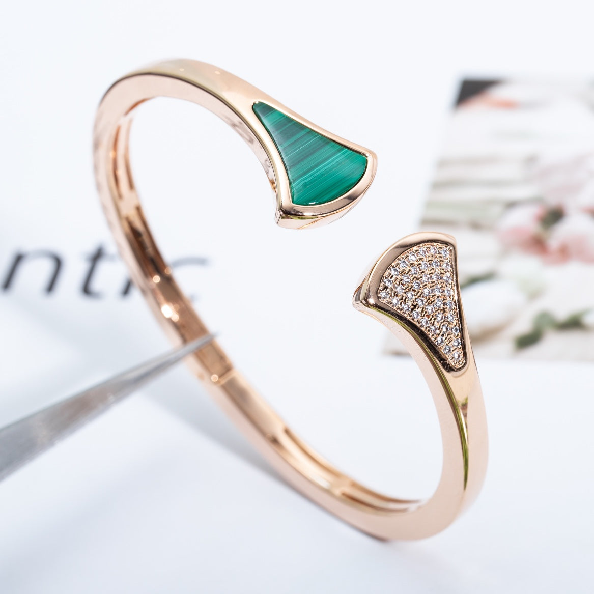 [Triumph Jewelry]DREAM BRACELET OPEN MALACHITE PINK GOLD