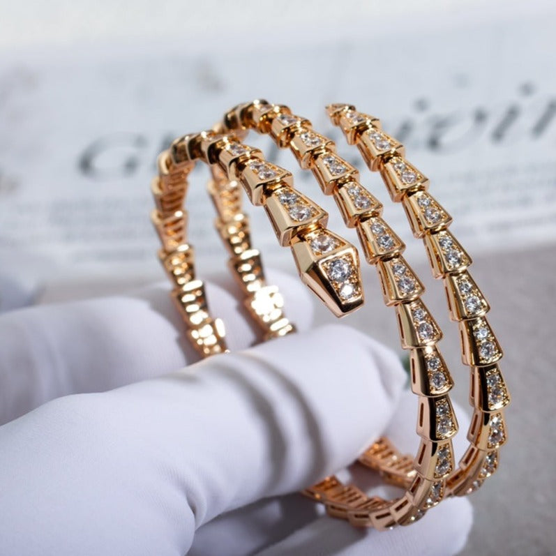 [Triumph Jewelry]SERPENTI BRACELET PINK GOLD DIAMOND DOUBLE ROW