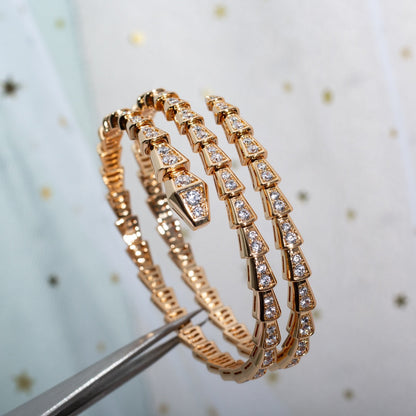[Triumph Jewelry]SERPENTI BRACELET PINK GOLD DIAMOND DOUBLE ROW