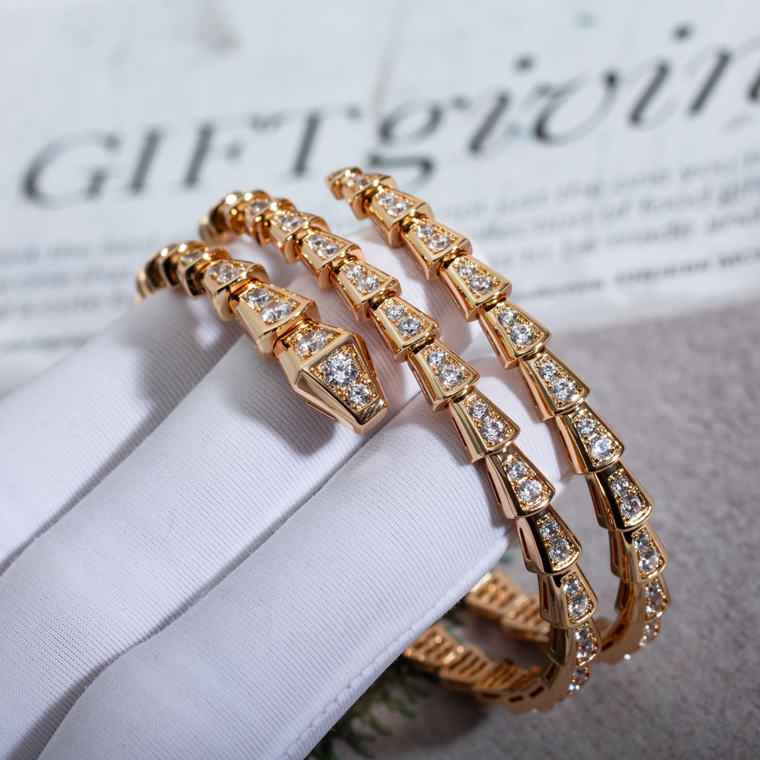 [Triumph Jewelry]SERPENTI BRACELET PINK GOLD DIAMOND DOUBLE ROW