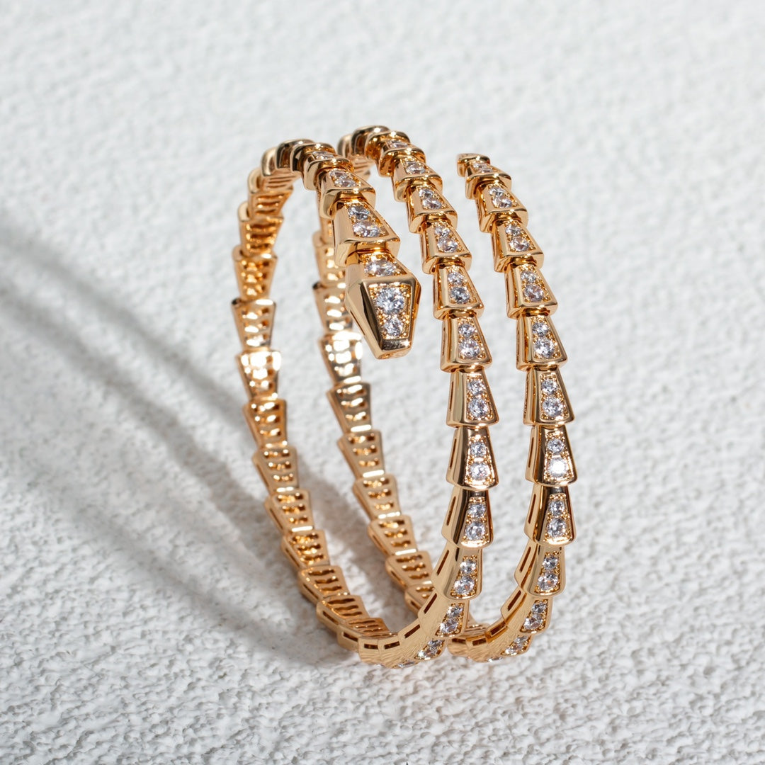 [Triumph Jewelry]SERPENTI BRACELET PINK GOLD DIAMOND DOUBLE ROW