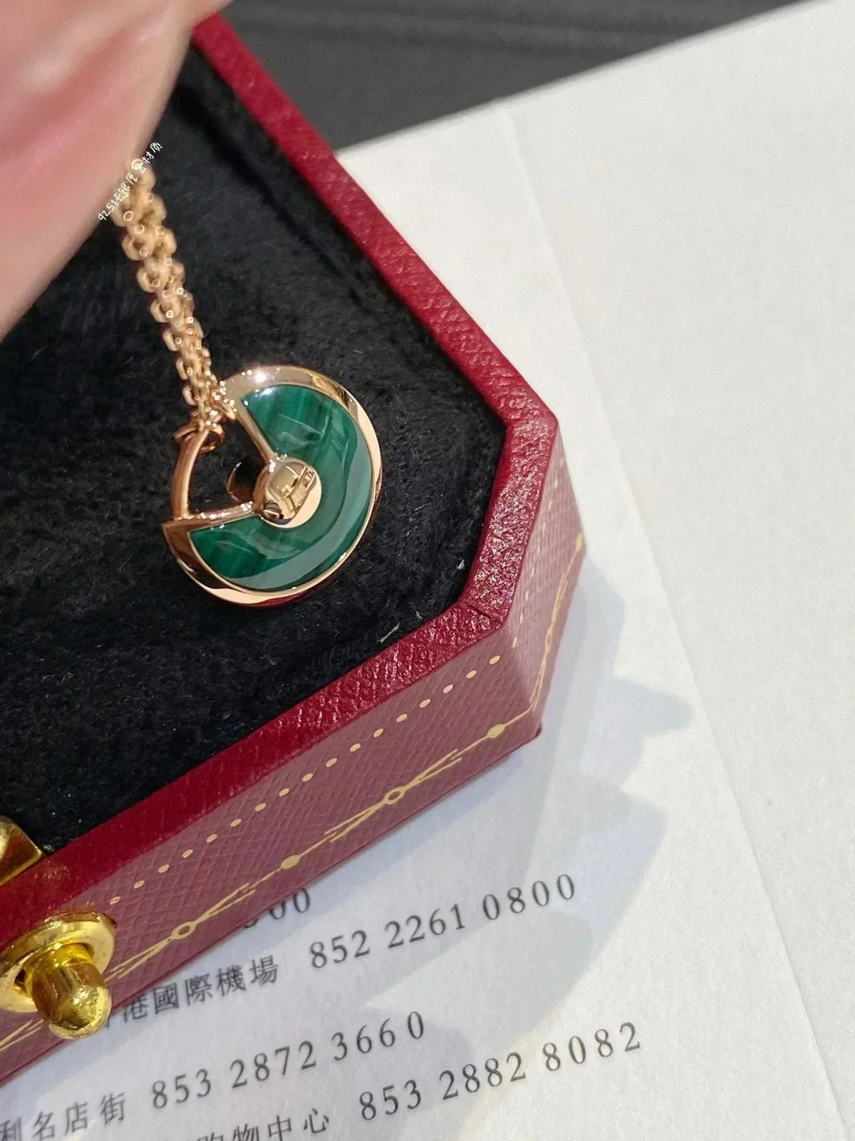 [Triumph Jewelry]AMULETTE ROSE GOLD MALACHITE NECKLACE
