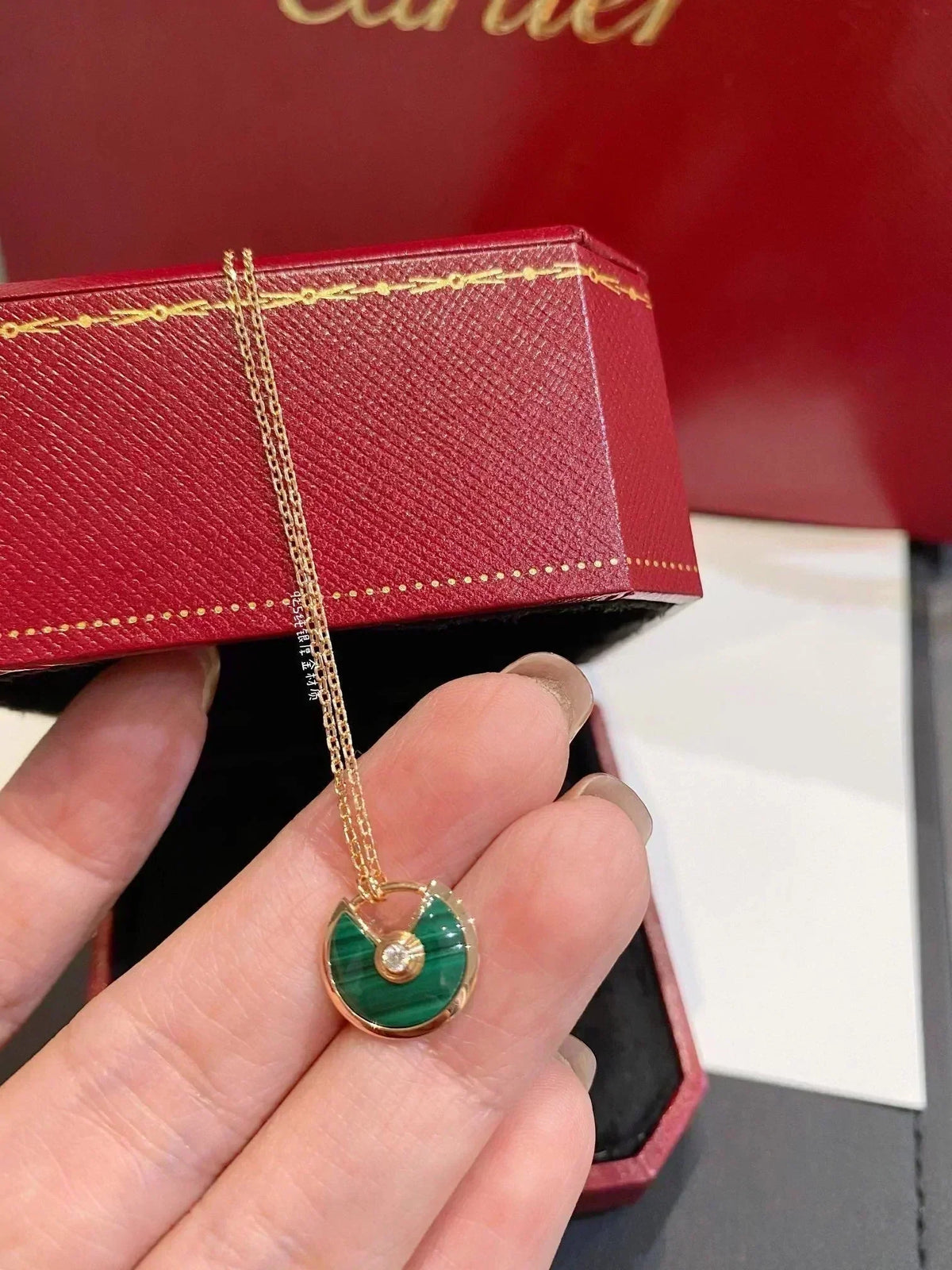[Triumph Jewelry]AMULETTE ROSE GOLD MALACHITE NECKLACE