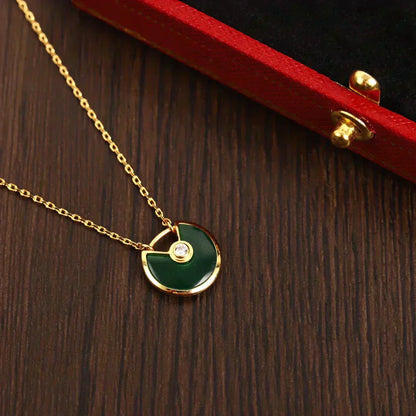 [Triumph Jewelry]AMULETTE GOLD MALACHITE NECKLACE
