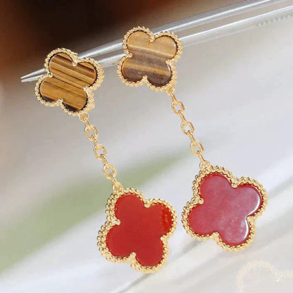 [Triumph Jewelry]CLOVER  2 MOTIF  TIGER EYE CARNELIAN EARRINGS