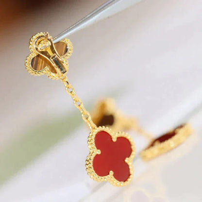 [Triumph Jewelry]CLOVER  2 MOTIF  TIGER EYE CARNELIAN EARRINGS