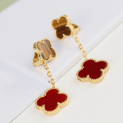 [Triumph Jewelry]CLOVER  2 MOTIF  TIGER EYE CARNELIAN EARRINGS