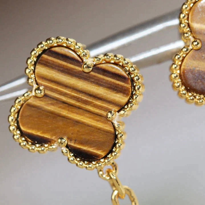 [Triumph Jewelry]CLOVER  2 MOTIF  TIGER EYE CARNELIAN EARRINGS