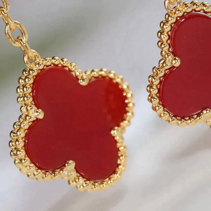 [Triumph Jewelry]CLOVER  2 MOTIF  TIGER EYE CARNELIAN EARRINGS