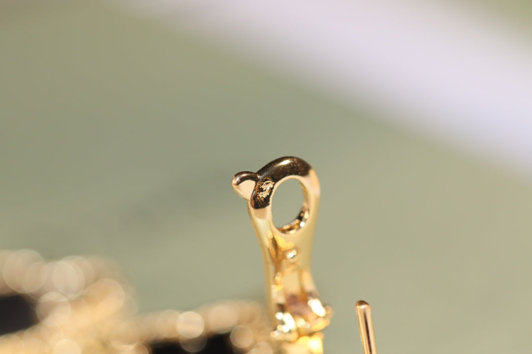 [Triumph Jewelry]CLOVER EARRINGS GOLD ONYX MOP 3 MOTIF