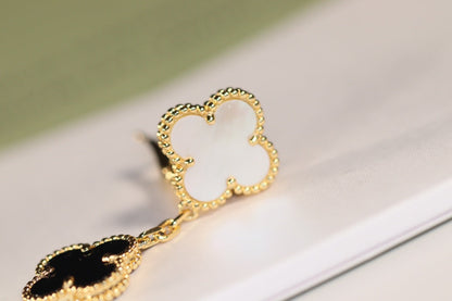 [Triumph Jewelry]CLOVER EARRINGS GOLD ONYX MOP 3 MOTIF