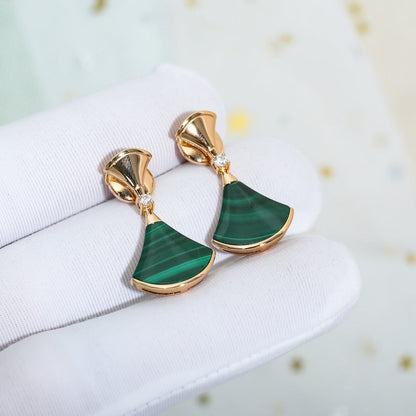 [Triumph Jewelry]DREAM MALACHITE PINK GOLD EARRINGS