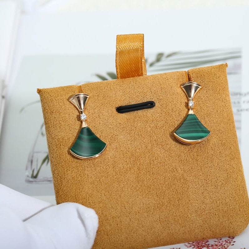 [Triumph Jewelry]DREAM MALACHITE PINK GOLD EARRINGS