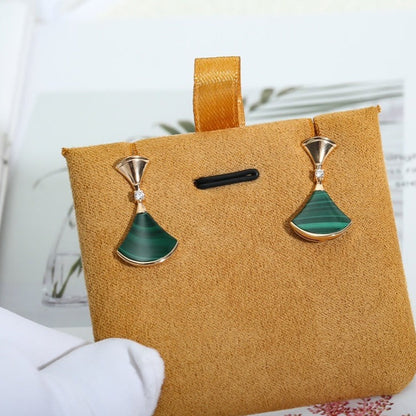 [Triumph Jewelry]DREAM MALACHITE PINK GOLD EARRINGS