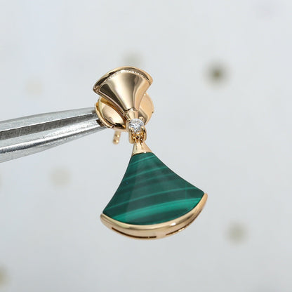 [Triumph Jewelry]DREAM MALACHITE PINK GOLD EARRINGS