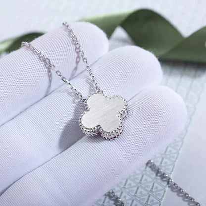 [Triumph Jewelry]CLOVER  15MM DIAMOND LASER NECKLACE SILVER