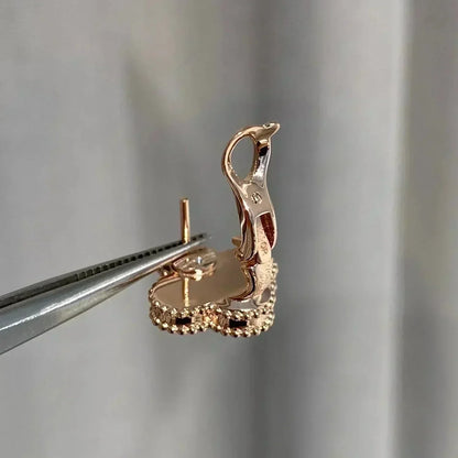 [Triumph Jewelry]CLOVER MEDIUM 1 MOTIFS  PINK MOP DIAMOND EARRINGS