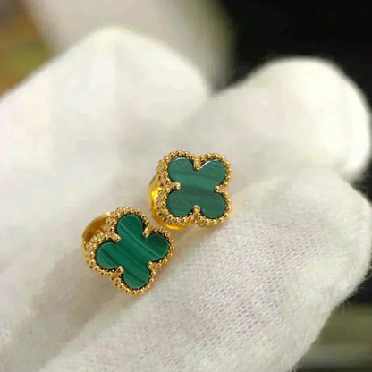 [Triumph Jewelry]CLOVER MINI 9.5MM MALACHITE  EARRINGS
