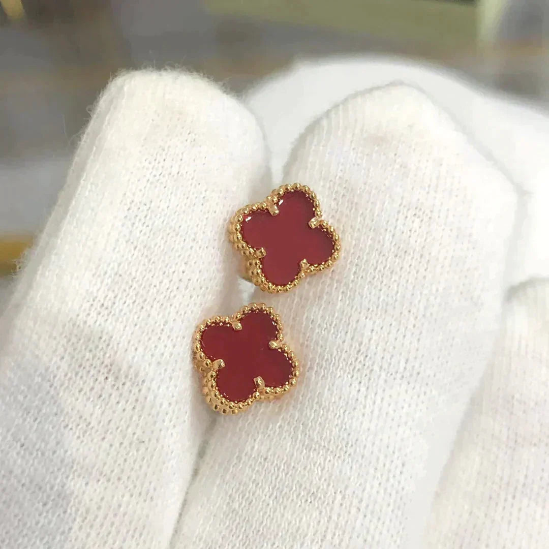 [Triumph Jewelry]CLOVER MINI 9.5MM CARNELIAN EARRINGS