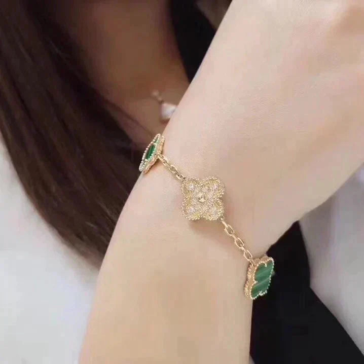 [Triumph Jewelry] CLOVER 5 MOTIF MALACHITE BRACELET COLLECTION
