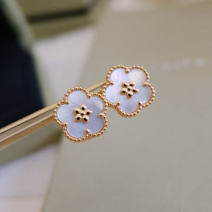 [Triumph Jewelry]LUCKY PINK GOLD WHITE MOP EARRINGS