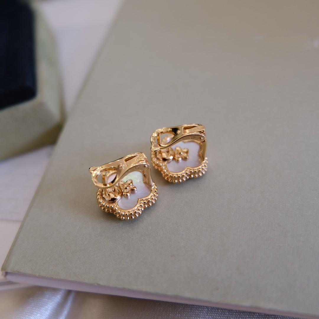 [Triumph Jewelry]LUCKY PINK GOLD WHITE MOP EARRINGS