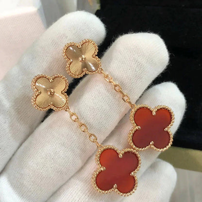 [Triumph Jewelry]CLOVER 2 MOTIF  LASER CARNELIAN EARRINGS