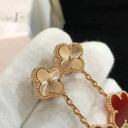 [Triumph Jewelry]CLOVER 2 MOTIF  LASER CARNELIAN EARRINGS