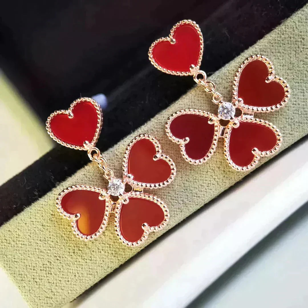 [Triumph Jewelry]SWEET CLOVER CARNELIAN EARRINGS