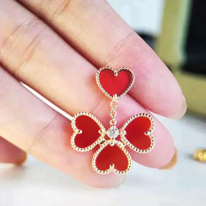 [Triumph Jewelry]SWEET CLOVER CARNELIAN EARRINGS