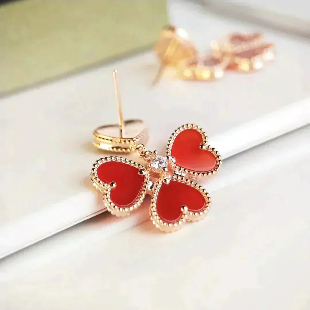 [Triumph Jewelry]SWEET CLOVER CARNELIAN EARRINGS