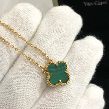 [Triumph Jewelry]CLOVER 15MM MALACHITE SINGLE FLOWER  NECKLACE