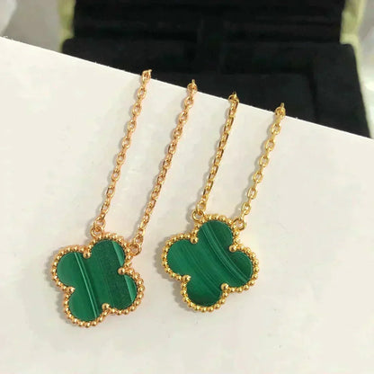 [Triumph Jewelry]CLOVER 15MM MALACHITE SINGLE FLOWER  NECKLACE