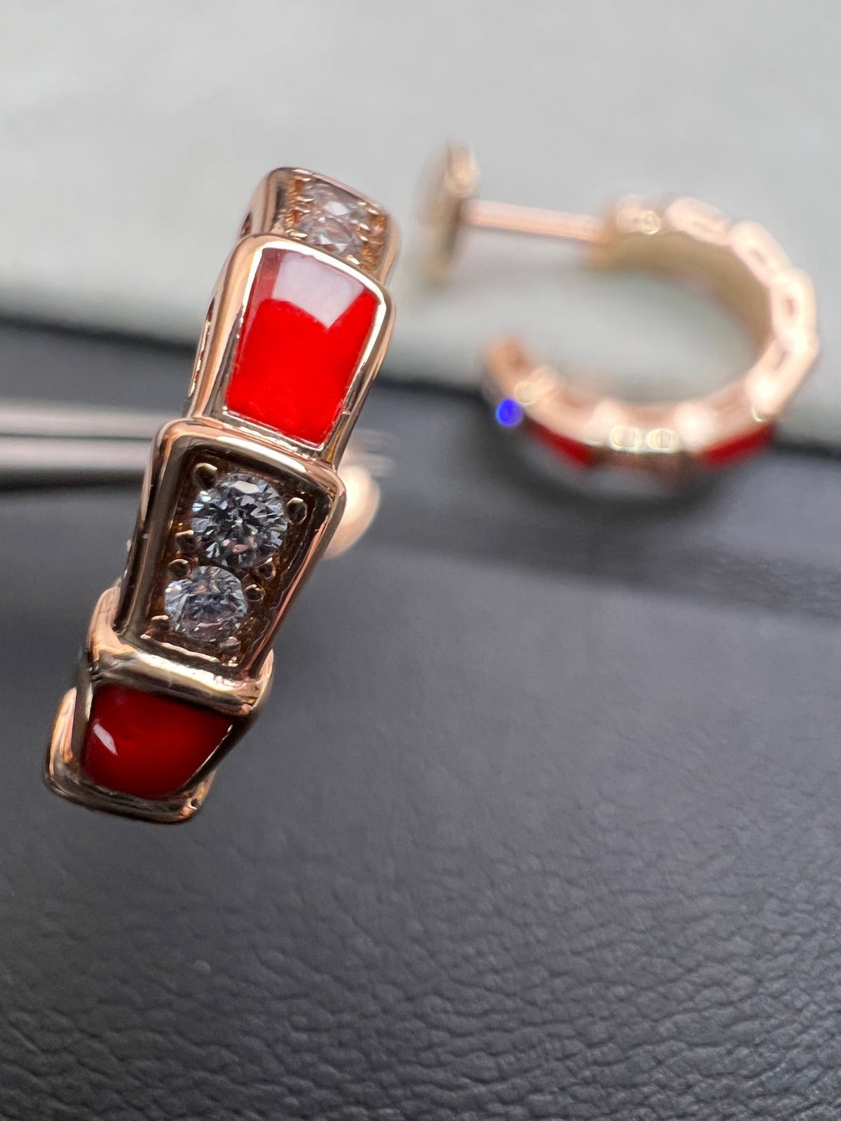 [Triumph Jewelry]SERPENTI CARNELIAN PINK GOLD EARRINGS